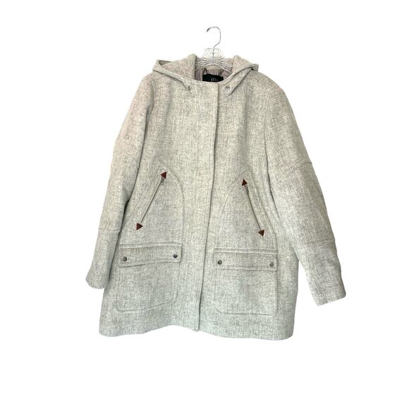 J.Crew Plus Italian Stadium Cloth Wool Gray Chateau Parka Coat Overcoat Size 22 - Picture 2 of 14